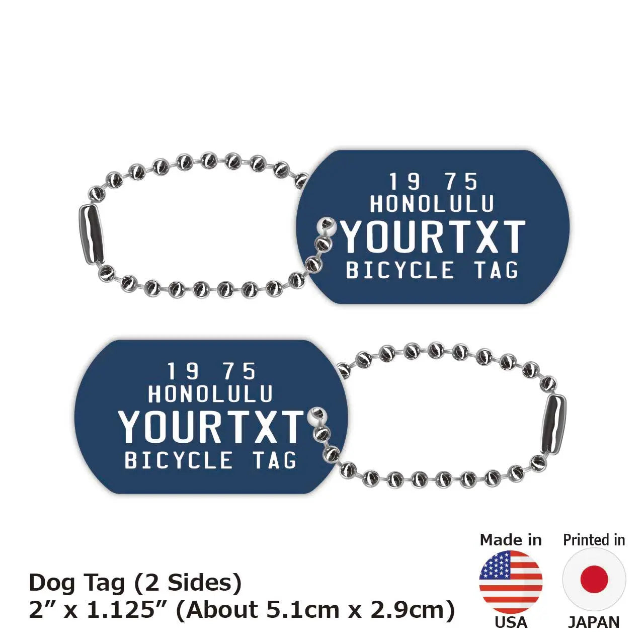 [Dog Tag] Hawaii Bicycle Tag, Blue / Original American License Plate Style Personalized Keychain