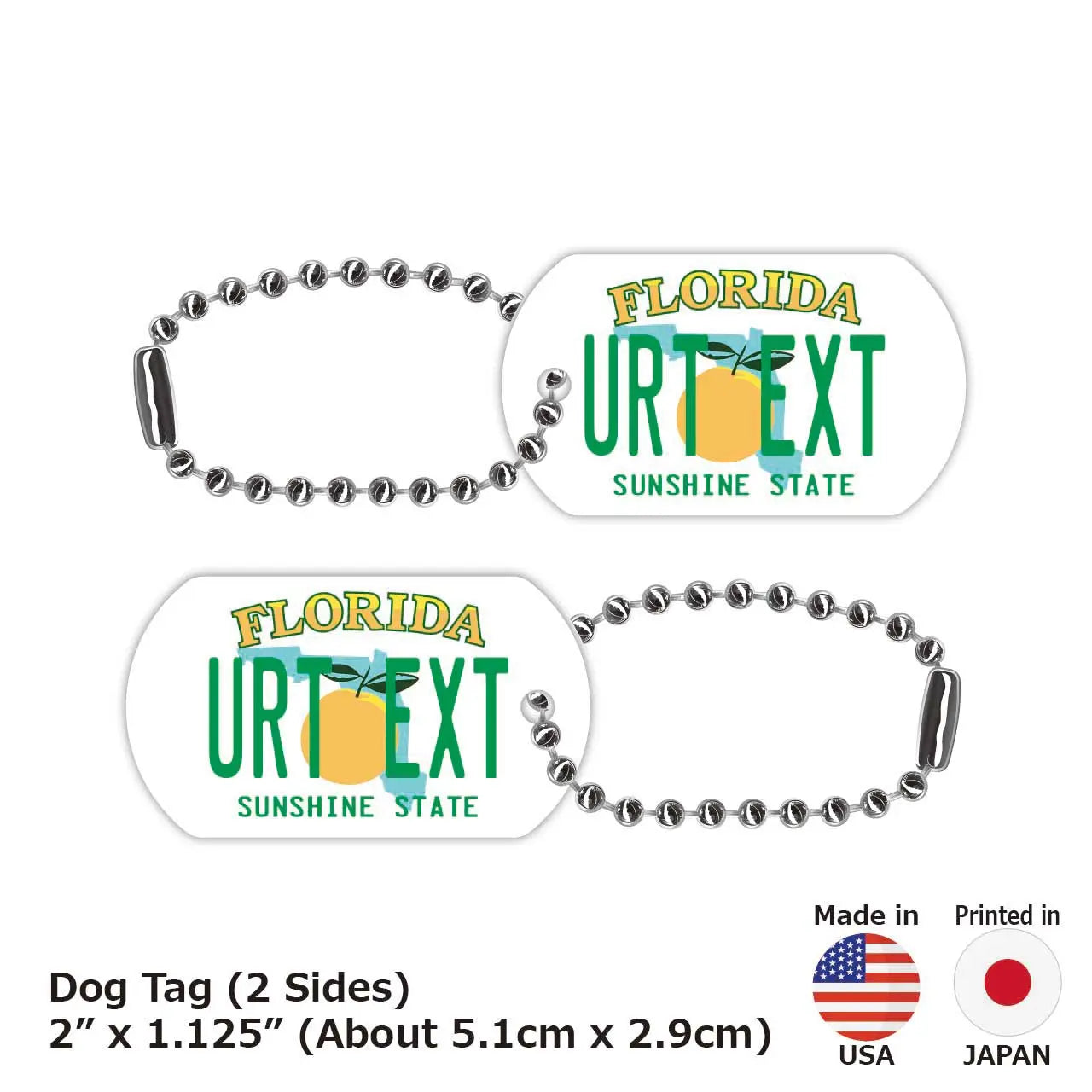 [Dog Tag] Florida/Original American License Plate-Shaped Personalized Keychain