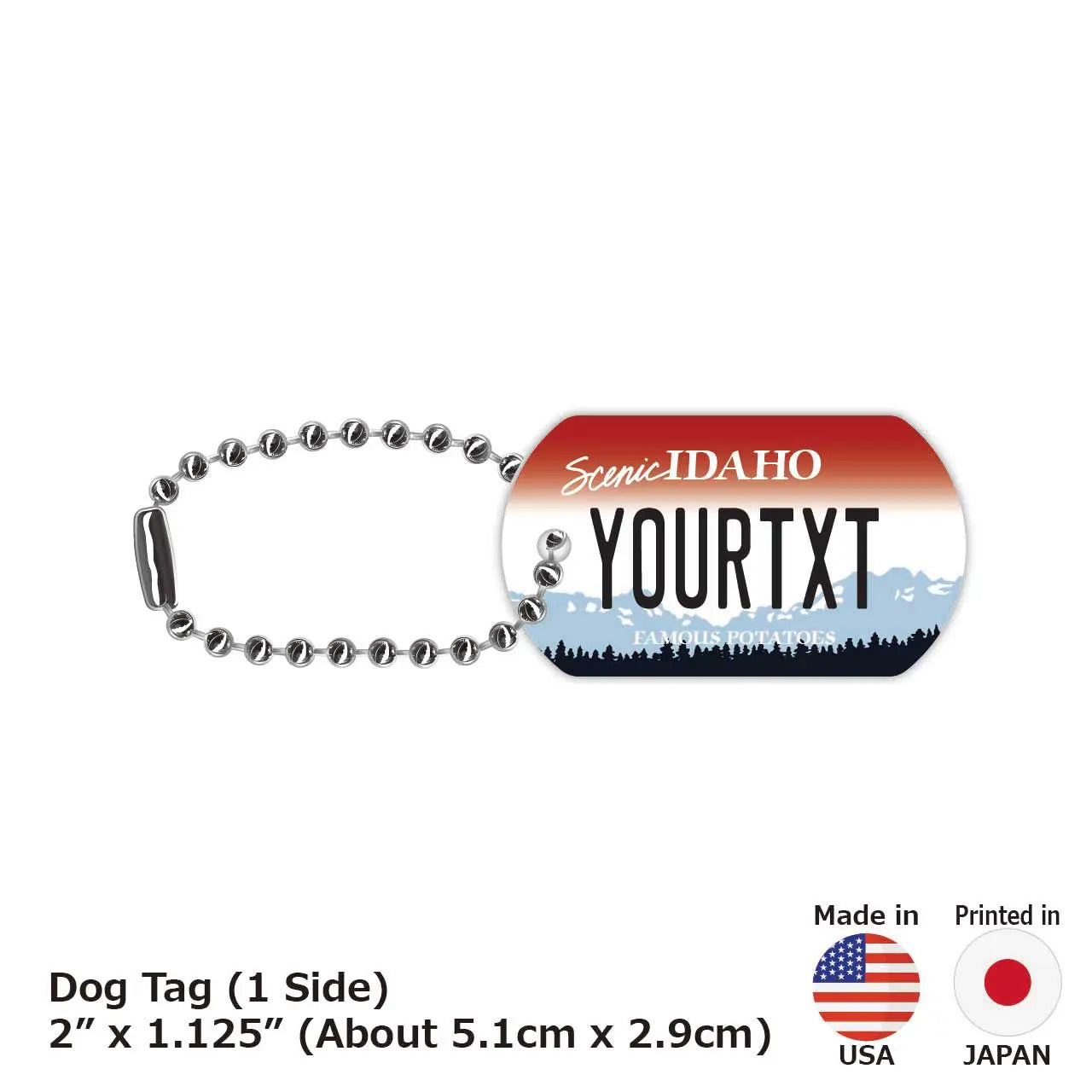 [Dog Tag] Idaho/Original American License Plate-Shaped Personalized Keychain