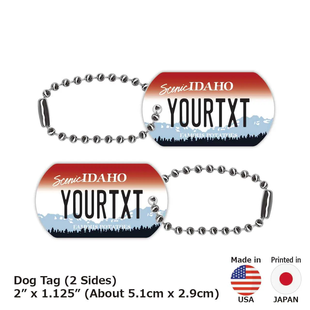 [Dog Tag] Idaho/Original American License Plate-Shaped Personalized Keychain