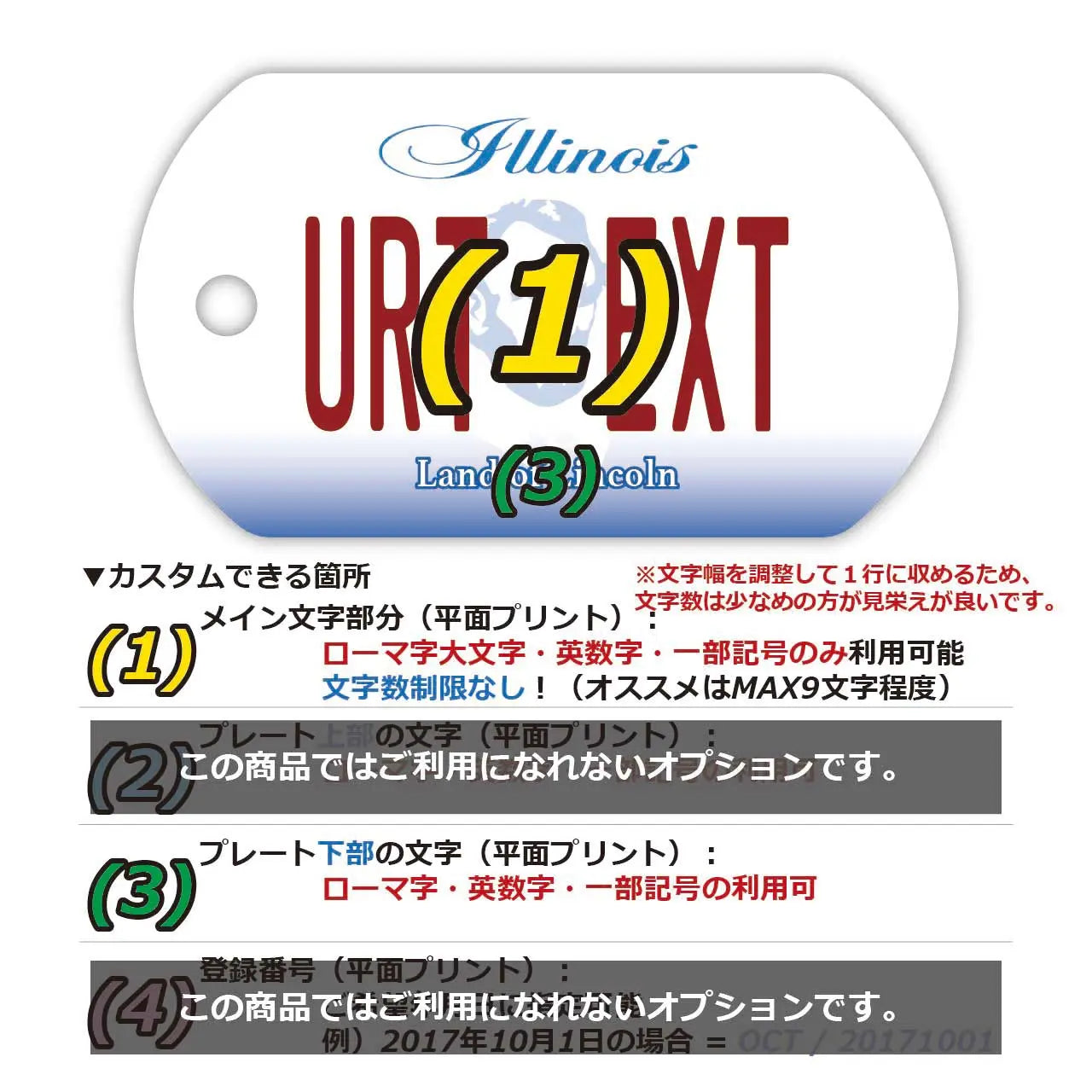 [Dog Tag] Illinois/Original American License Plate-Shaped Personalized Keychain