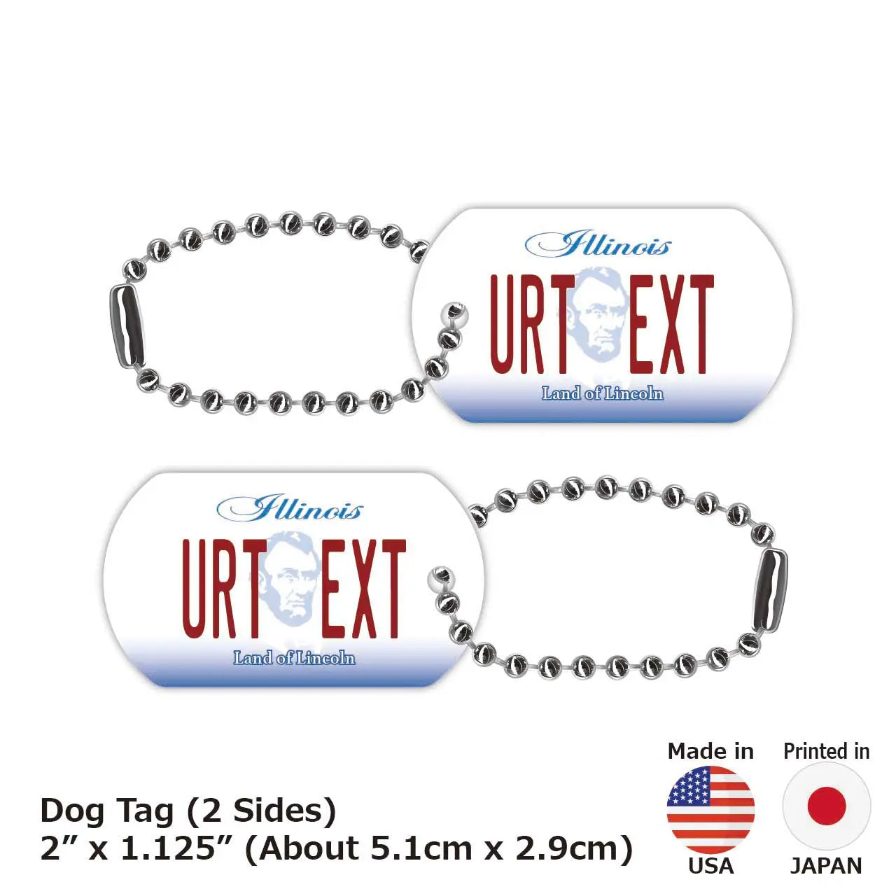 [Dog Tag] Illinois/Original American License Plate-Shaped Personalized Keychain