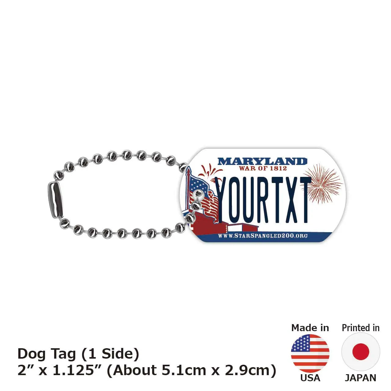 [Dog Tag] Maryland/Original American License Plate-Shaped Personalized Keychain