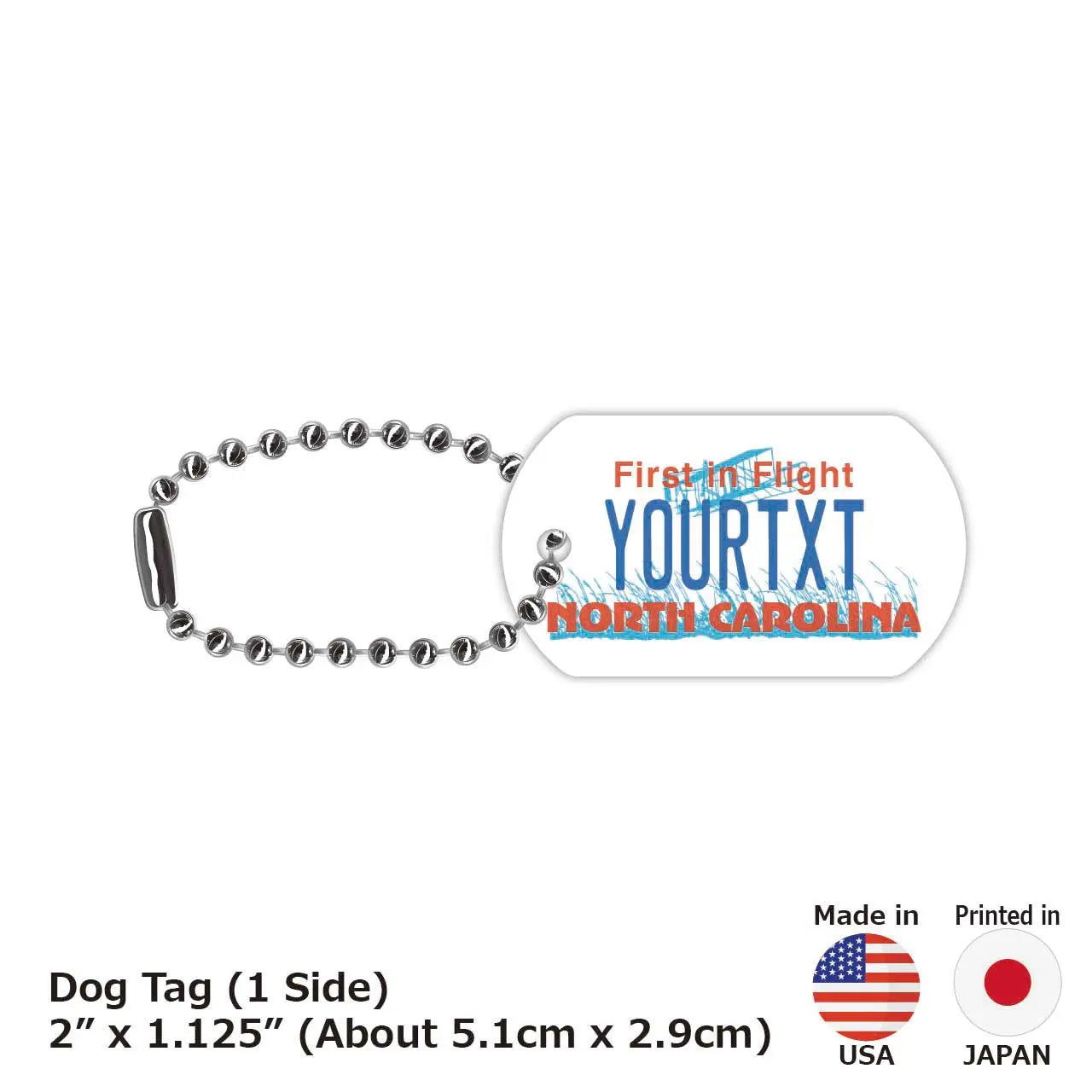 [Dog Tag] North Carolina/Original American License Plate-Shaped Personalized Keychain