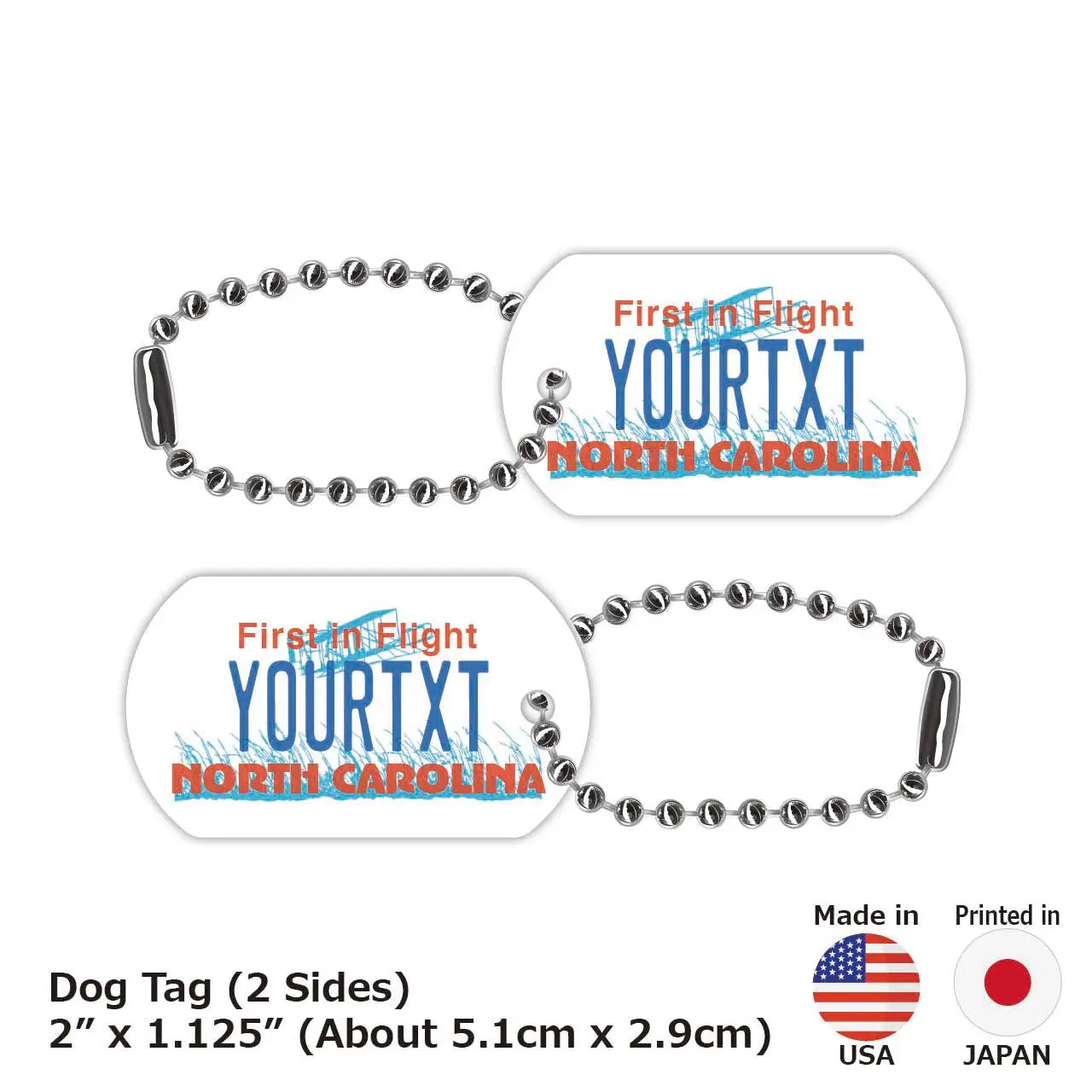 [Dog Tag] North Carolina/Original American License Plate-Shaped Personalized Keychain