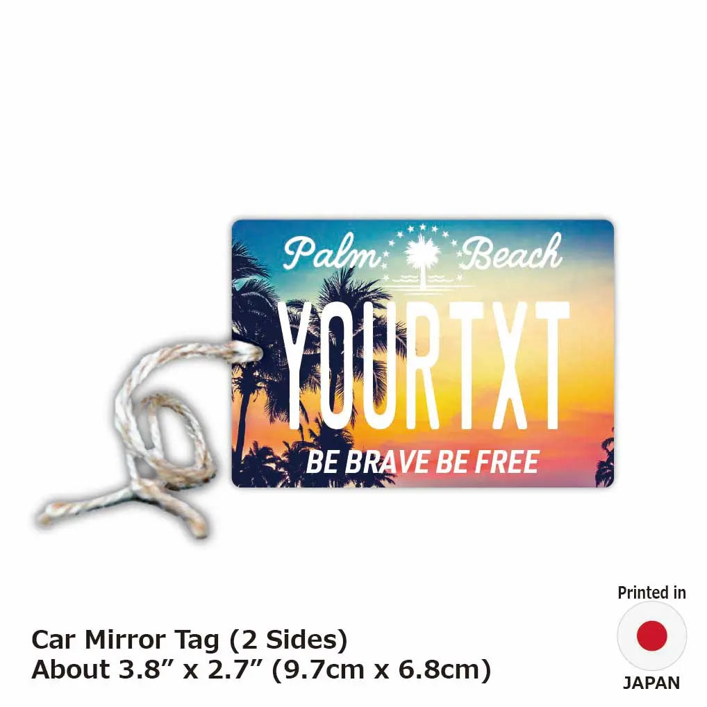 [Mirror Tag] Palm Tree Sunset / Original American License Plate Air Freshener
