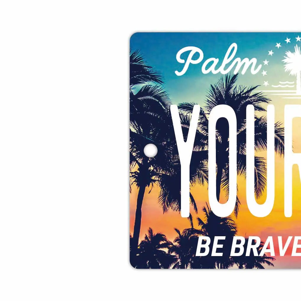 [Mirror Tag] Palm Tree Sunset / Original American License Plate Air Freshener