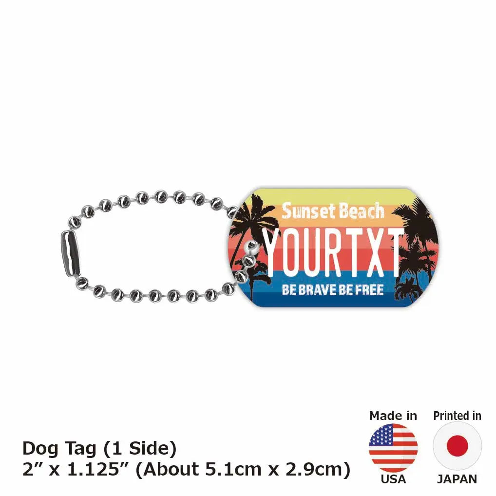 [Dog Tag] Palm Tree Gradient/Original American License Plate-Shaped Personalized Keychain