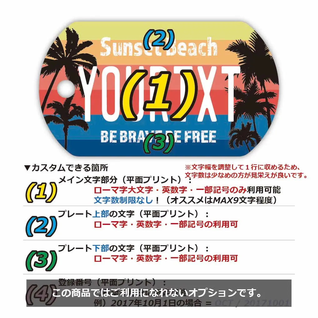 [Dog Tag] Palm Tree Gradient/Original American License Plate-Shaped Personalized Keychain