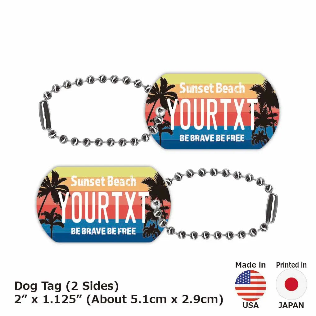 [Dog Tag] Palm Tree Gradient/Original American License Plate-Shaped Personalized Keychain