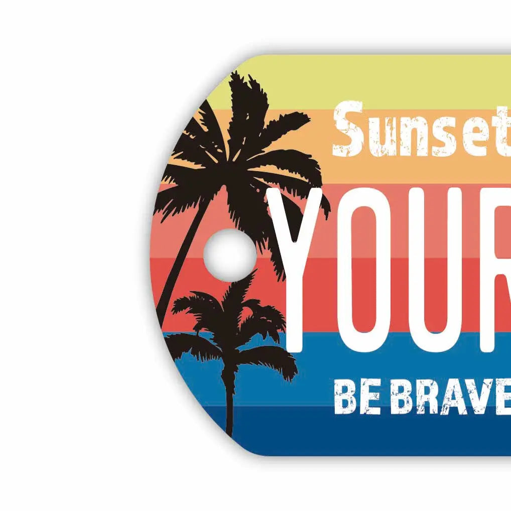 [Dog Tag] Palm Tree Gradient/Original American License Plate-Shaped Personalized Keychain