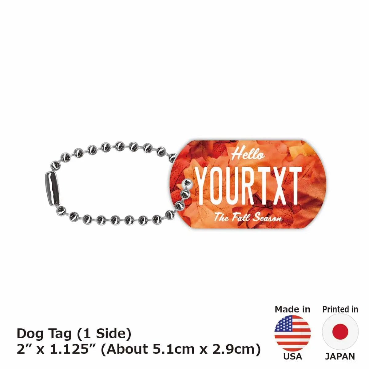 [Dog Tag] Autumn Leaves/Red / Original American License Plate-Shaped Personalized Keychain