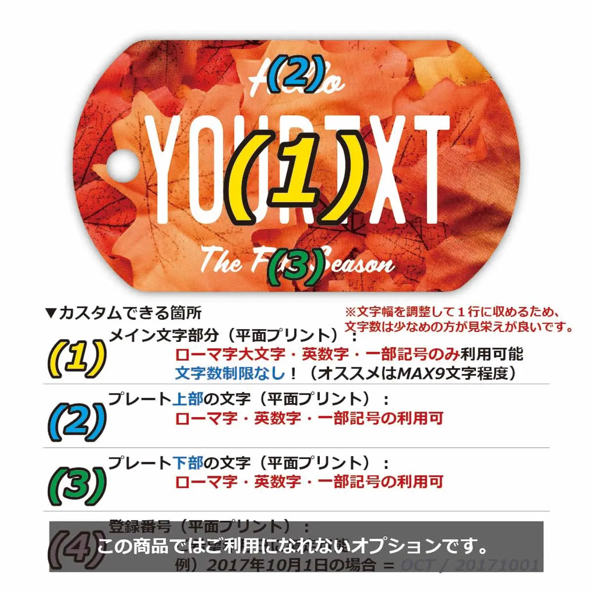 [Dog Tag] Autumn Leaves/Red / Original American License Plate-Shaped Personalized Keychain