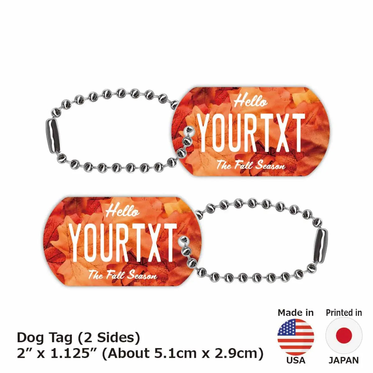 [Dog Tag] Autumn Leaves/Red / Original American License Plate-Shaped Personalized Keychain