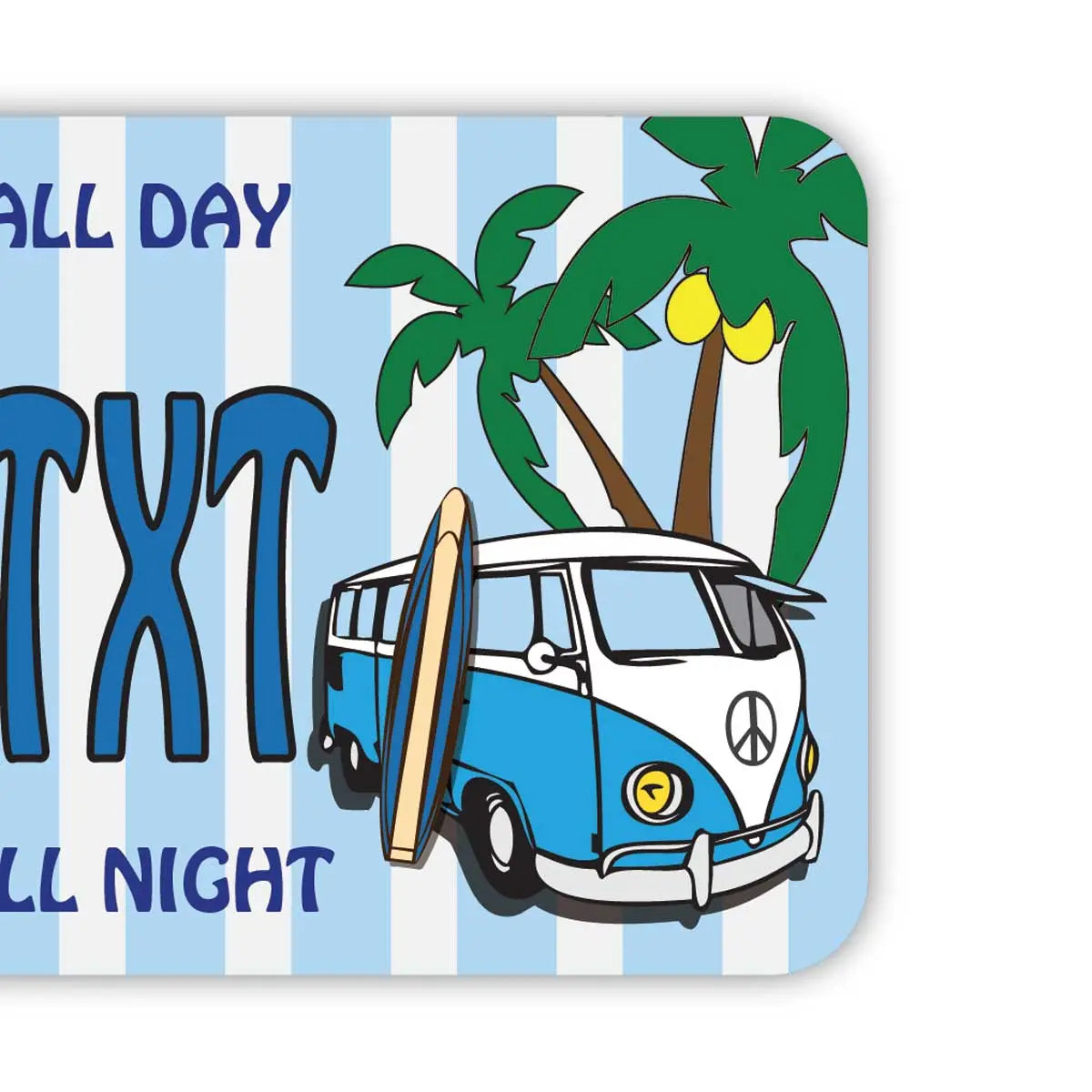 [Luggage Tag] Surf Bus Blue / Original American License Plate Shape, Stylish, Anti-Loss Tag