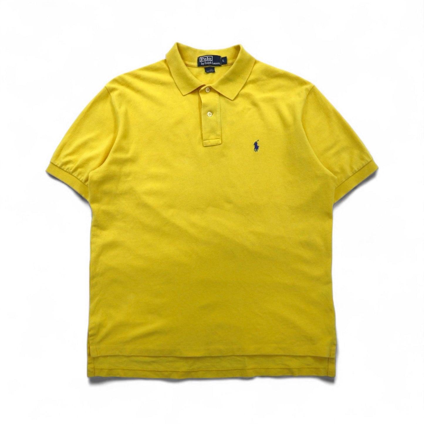 Polo by Ralph Lauren 90年代 ポロシャツ L イエロー コットン 鹿の子 スモールポニー刺繍
