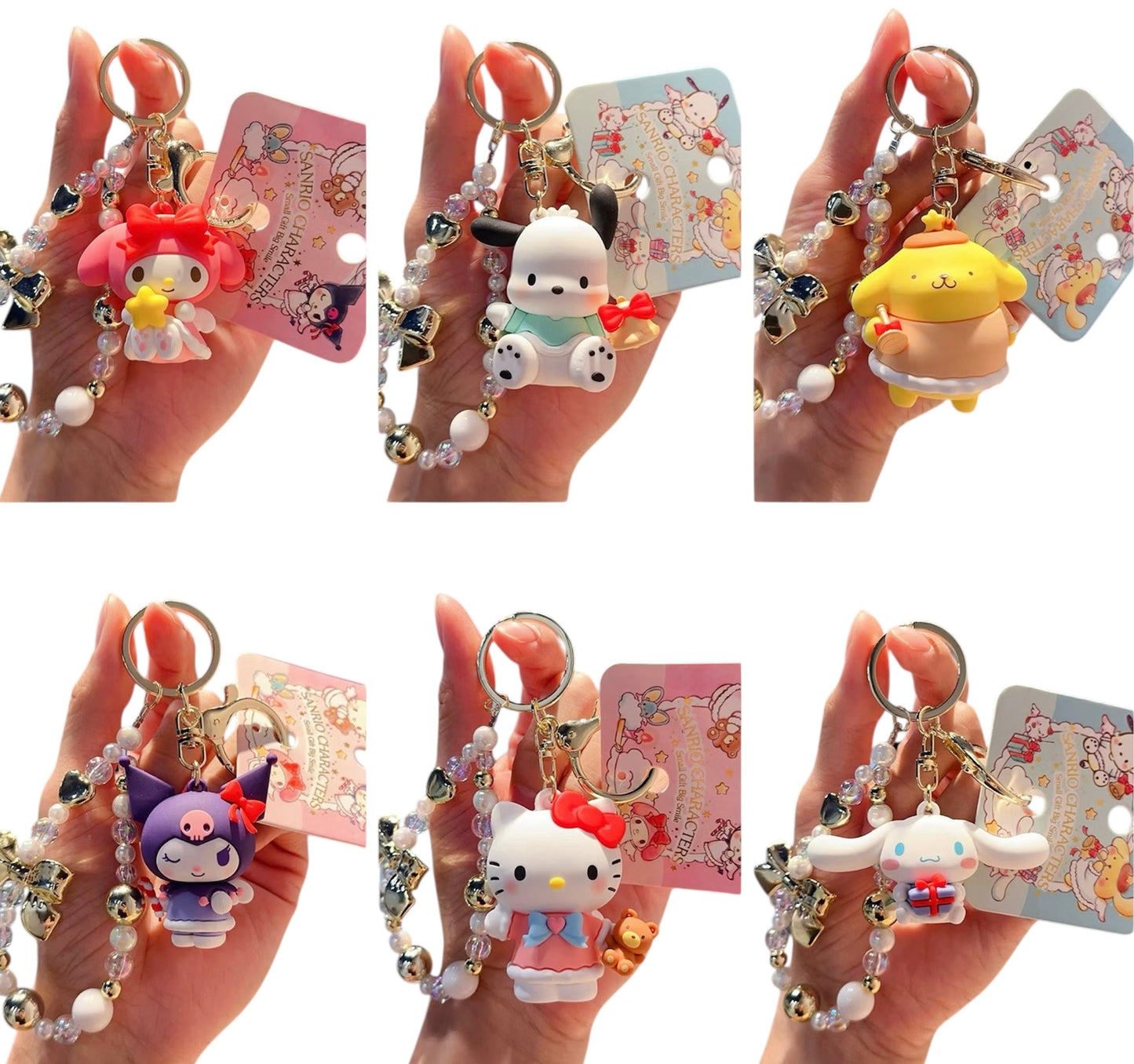 Sanrio Beads and Gold Ribbon Keyrings / サンリオビーズ＆ゴールドリボンキーリング