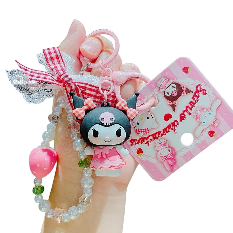 Sanrio Big Strawberry w/ Red Ribbon 3D Keyring/サンリオ 大きないちご 赤いリボン付き 3Dキーホルダー
