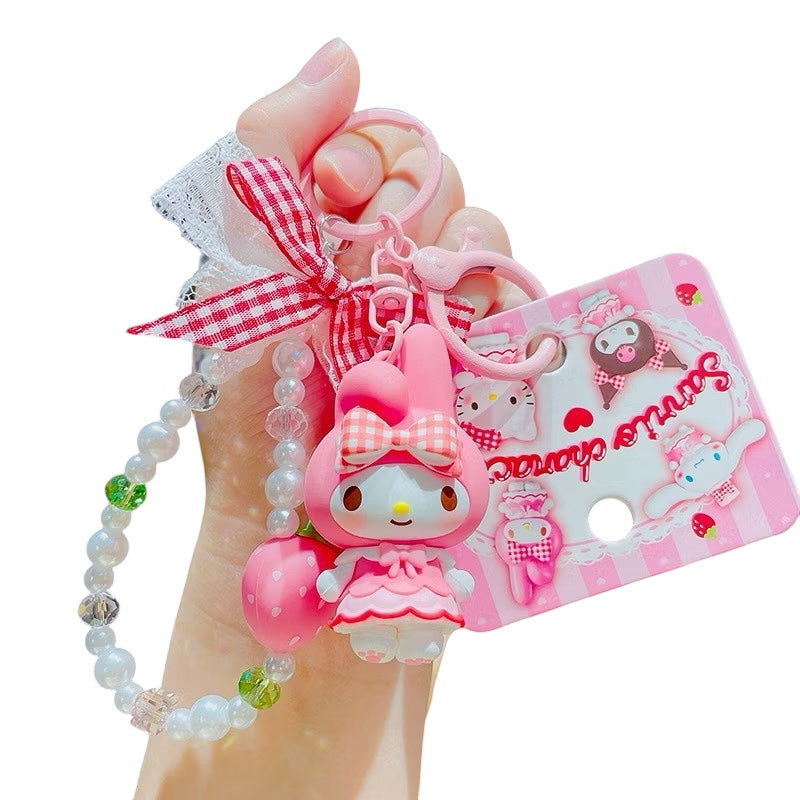 Sanrio Big Strawberry w/ Red Ribbon 3D Keyring/サンリオ 大きないちご 赤いリボン付き 3Dキーホルダー
