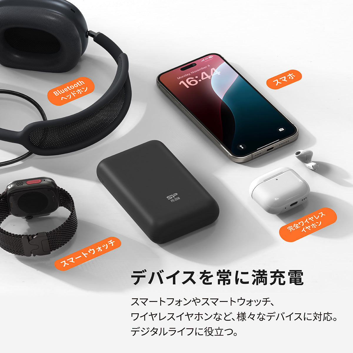 シリコンパワー  モバイルバッテリー 大容量20000mAh 急速充電 20W PD USB-Ax2/Type-Cx1出力/入力ポート QS58