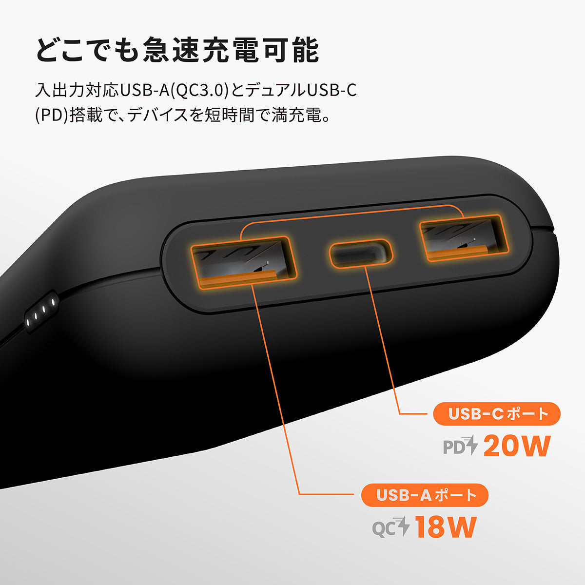 シリコンパワー  モバイルバッテリー 大容量20000mAh 急速充電 20W PD USB-Ax2/Type-Cx1出力/入力ポート QS58