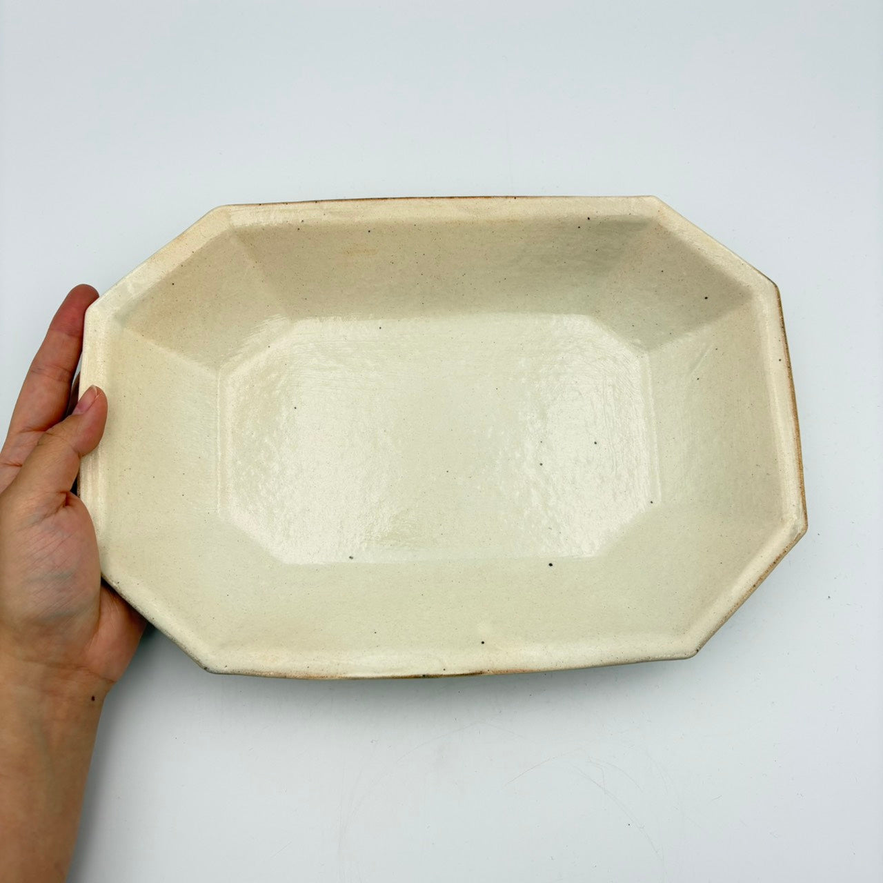 Large octagonal bowl with iron sprinkles | Furuya Pottery (Shigaraki ware, pottery) [Furu19]