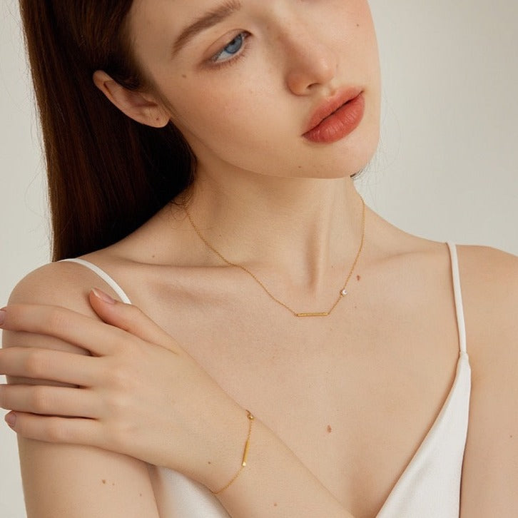 【LOEM】 GOLD ZIRCONIA BRACRET　
