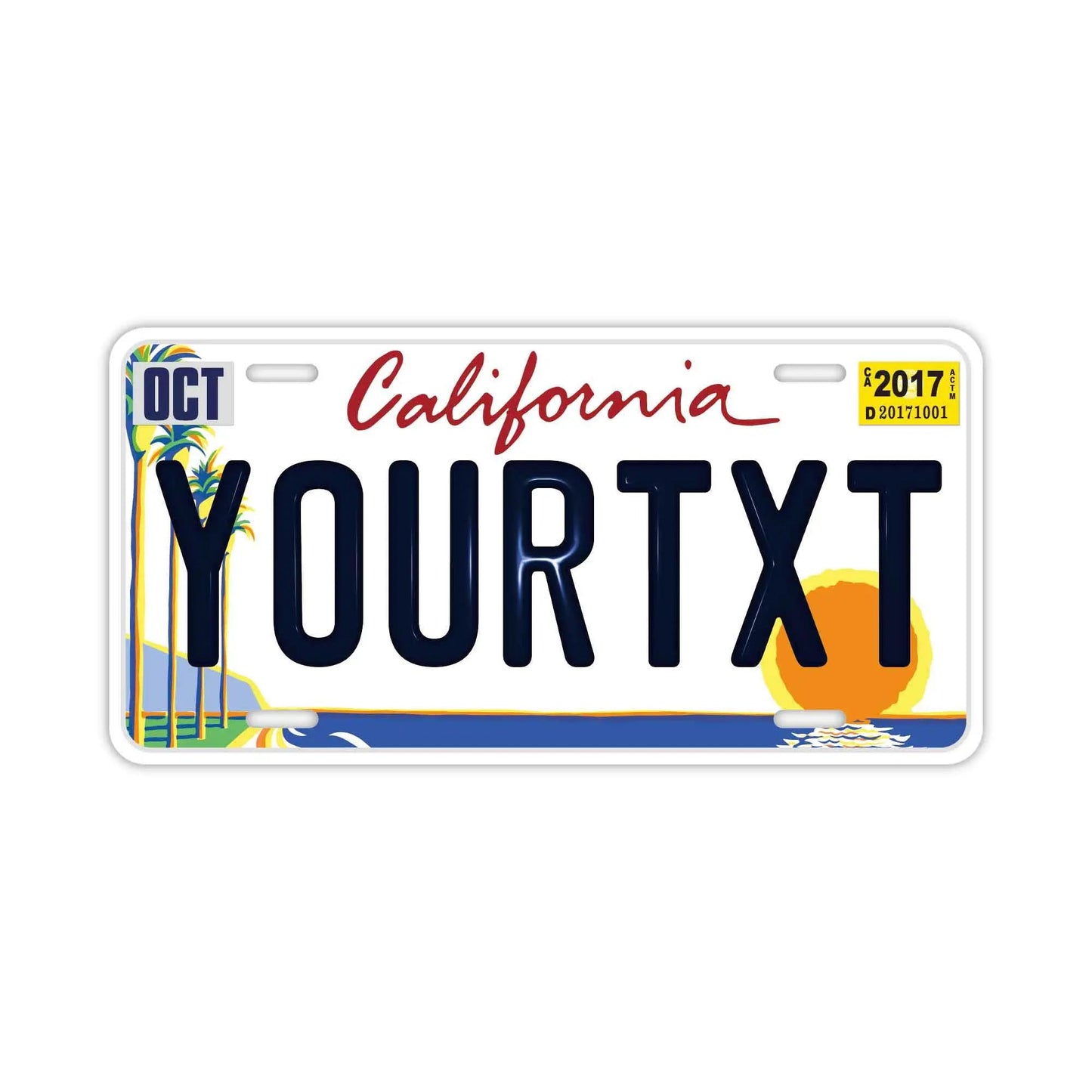 Custom License Plate Sign [Large, for US Cars] California Palm Tree/Original American Embossed License Plate, Stylish Nameplate Sign