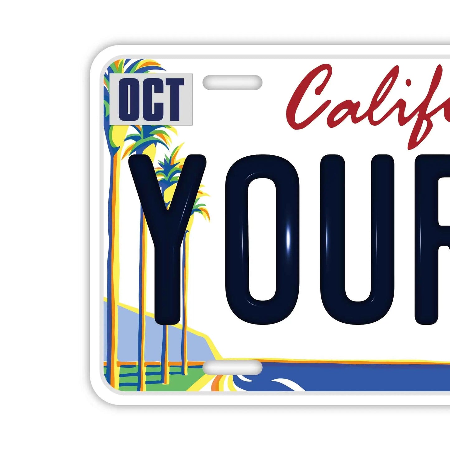 Custom License Plate Sign [Large, for US Cars] California Palm Tree/Original American Embossed License Plate, Stylish Nameplate Sign