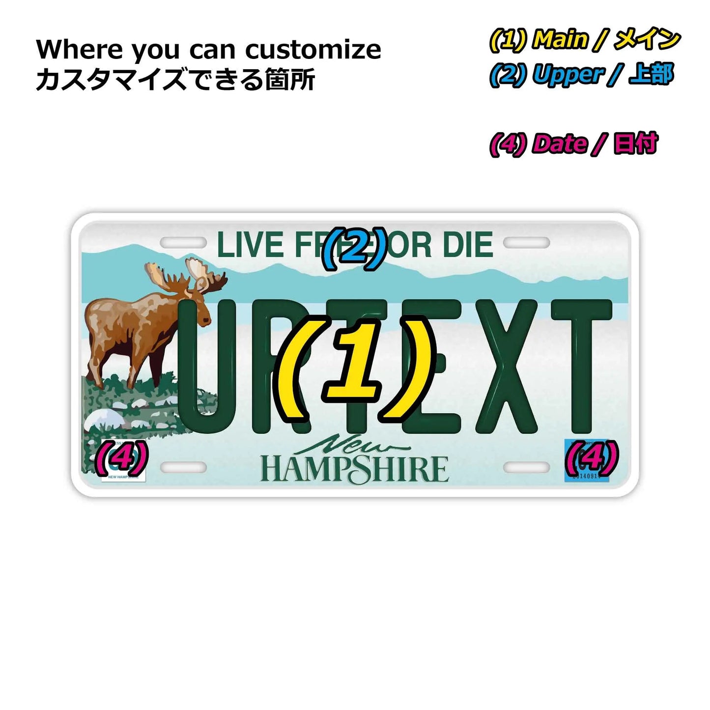 Custom License Plate Sign [Large, for US Cars] New Hampshire/Original American Embossed License Plate, Stylish Nameplate