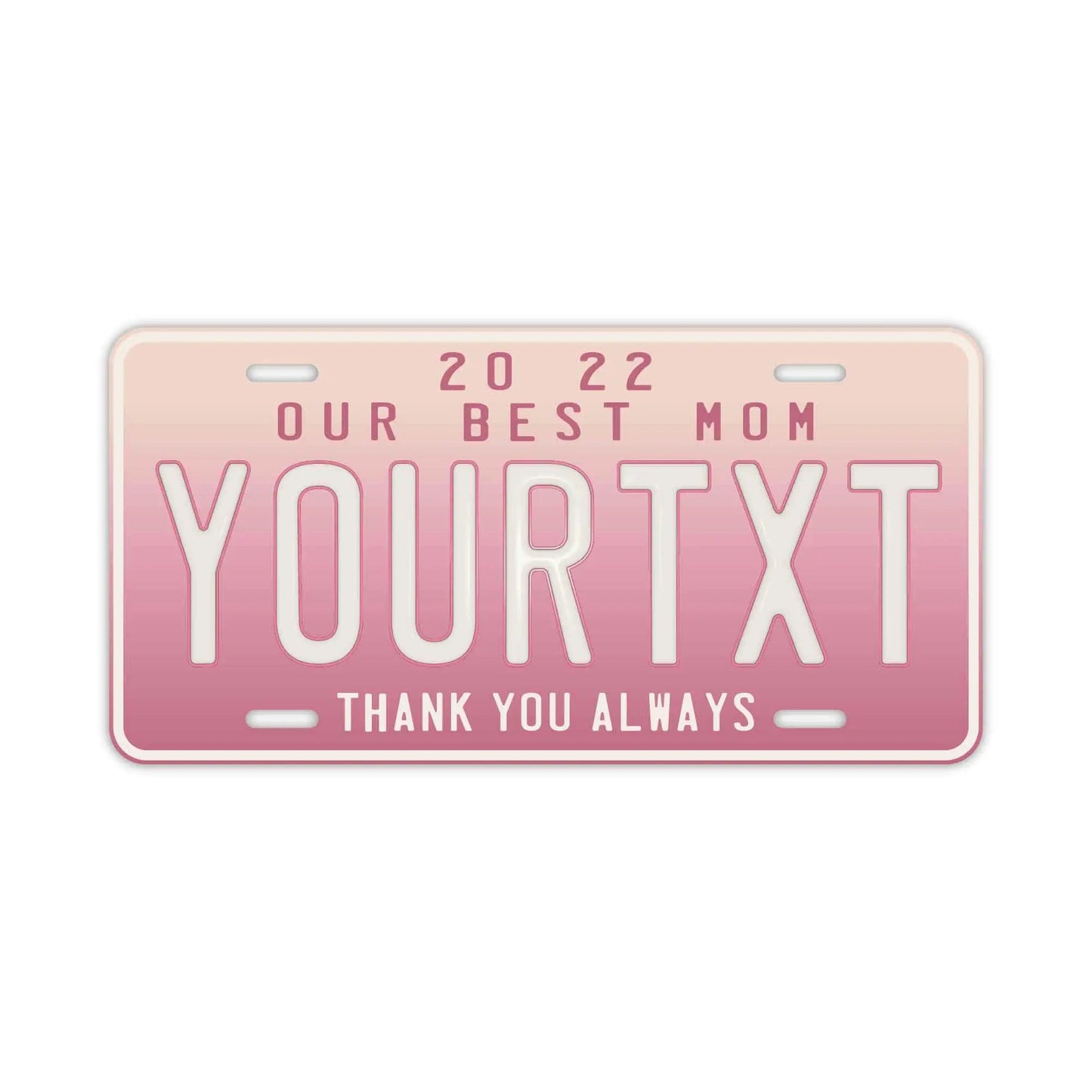 Custom License Plate Sign [Large, for US Cars] Mother's Day Gradient / Original American Embossed License Plate, Stylish Nameplate Sign