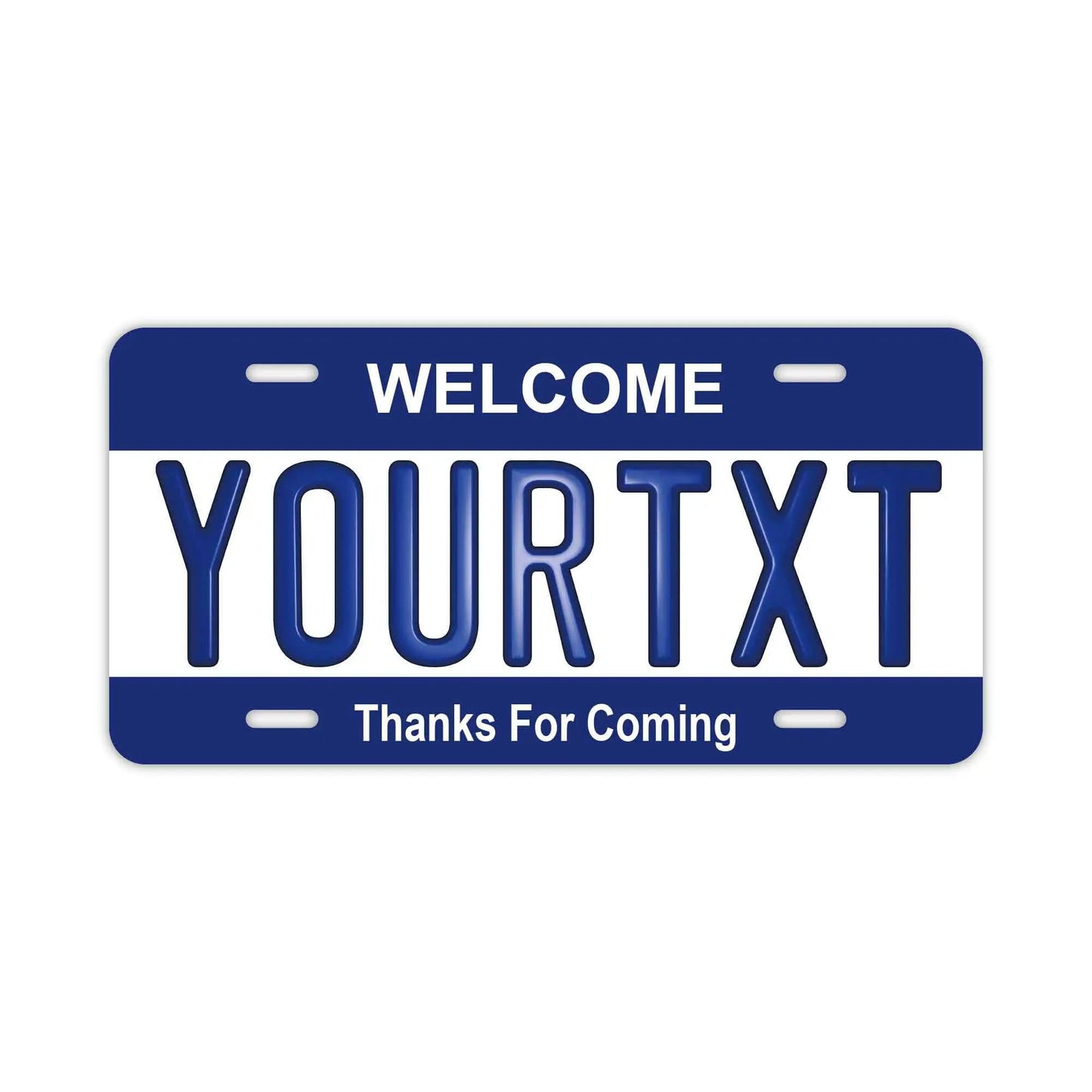 Custom License Plate Sign [Large, for US Cars] Navy/Original American Embossed License Plate, Stylish Nameplate Sign