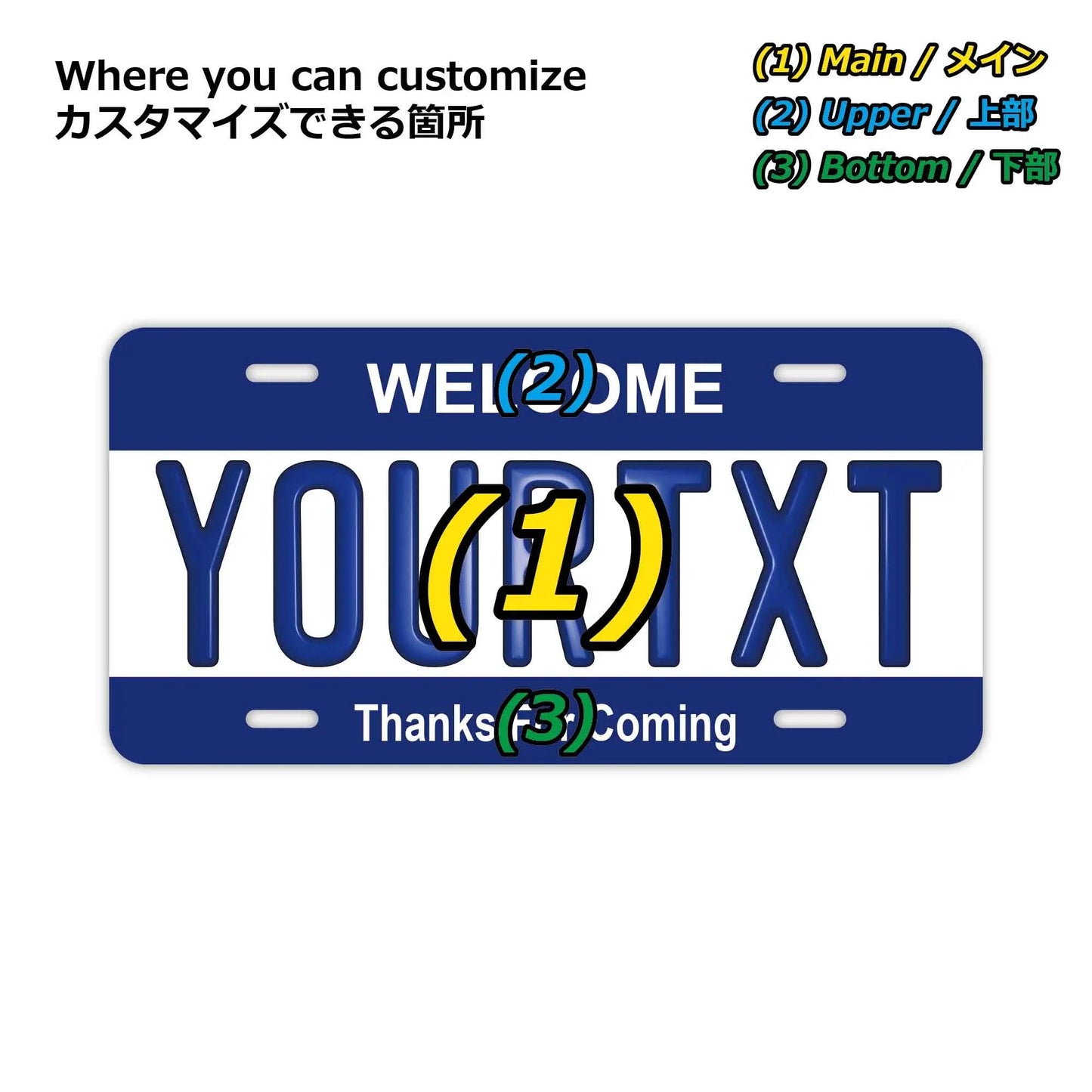 Custom License Plate Sign [Large, for US Cars] Navy/Original American Embossed License Plate, Stylish Nameplate Sign