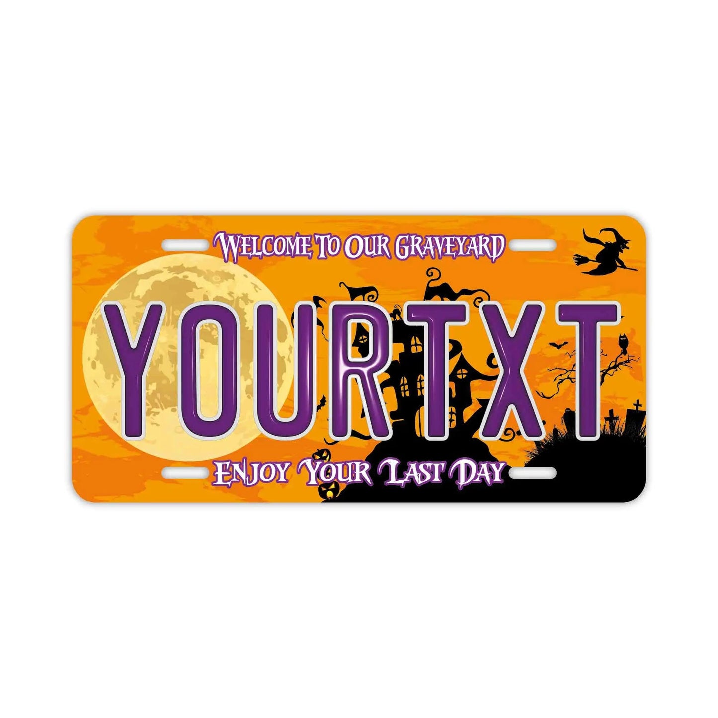 Custom License Plate Sign [Large, for US Cars] Halloween/Original American Embossed License Plate, Stylish Nameplate Sign