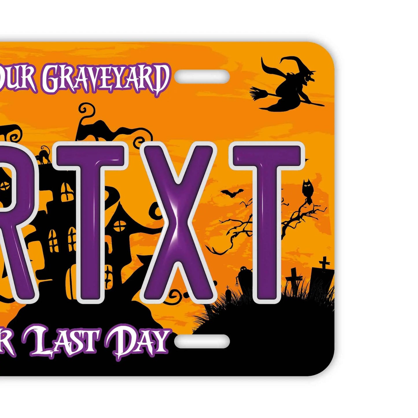 Custom License Plate Sign [Large, for US Cars] Halloween/Original American Embossed License Plate, Stylish Nameplate Sign