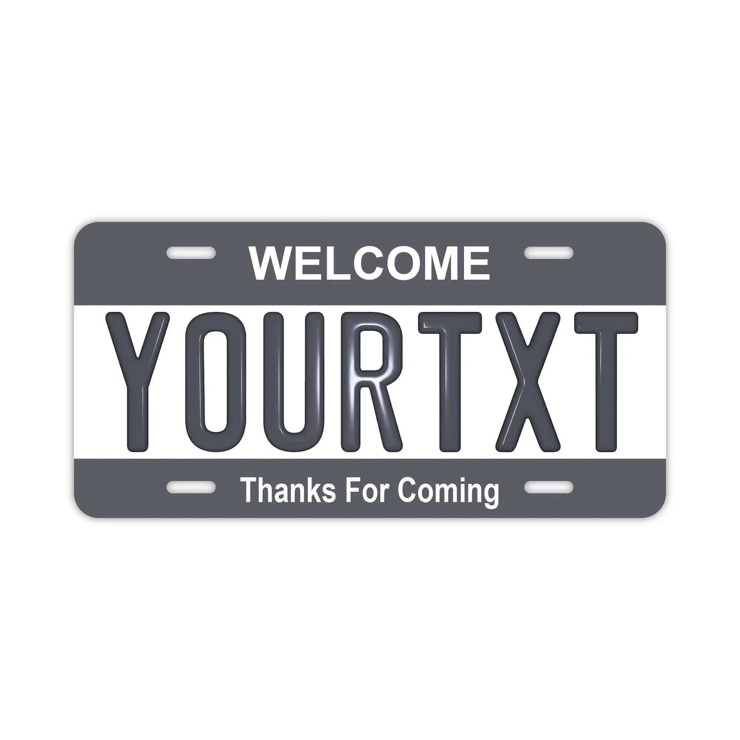 Custom License Plate Sign [Large, for US Cars] Gray / Original American Embossed License Plate, Stylish Nameplate Sign