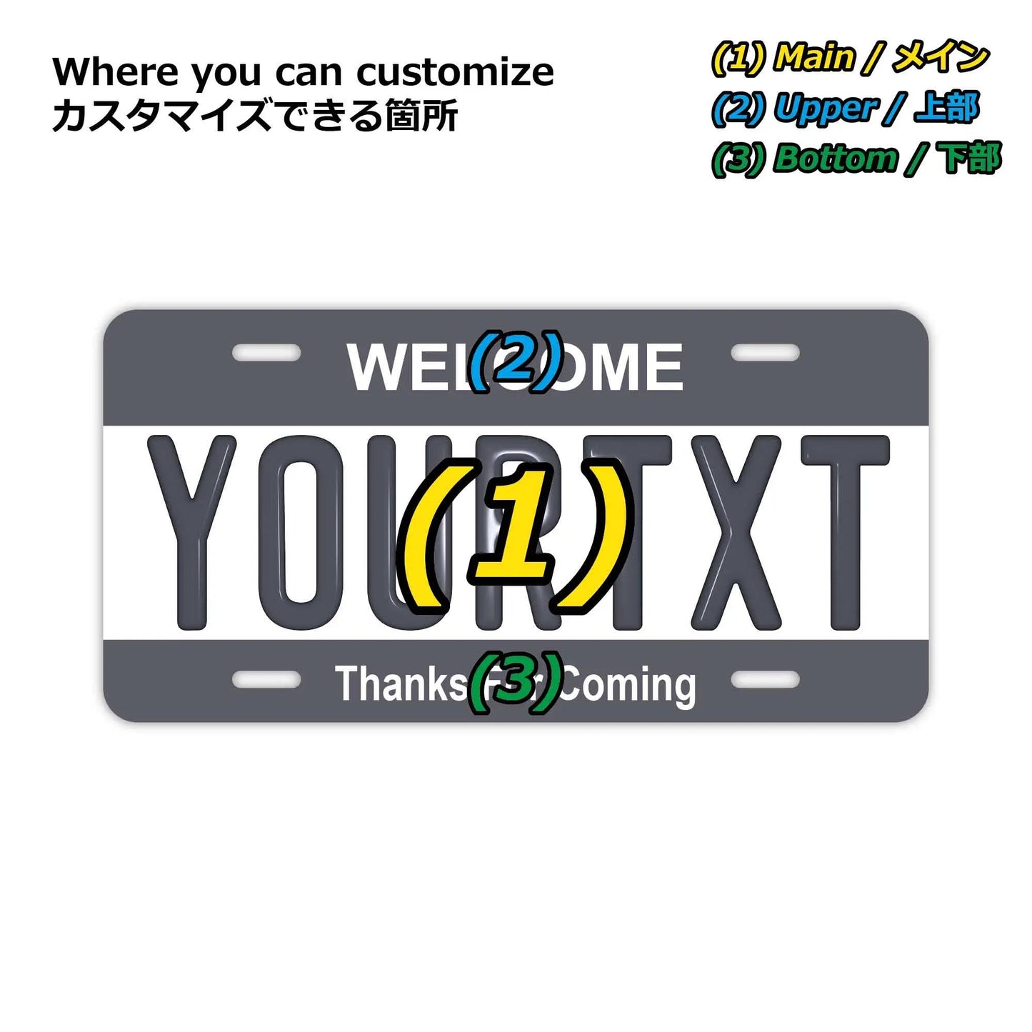 Custom License Plate Sign [Large, for US Cars] Gray / Original American Embossed License Plate, Stylish Nameplate Sign
