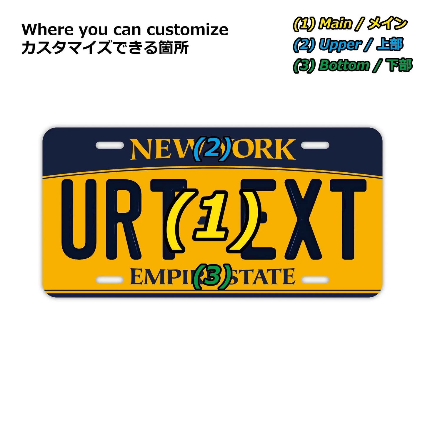 Custom License Plate Sign [Large, for US Cars] New York 2010 / Original American Embossed License Plate, Stylish Nameplate Sign