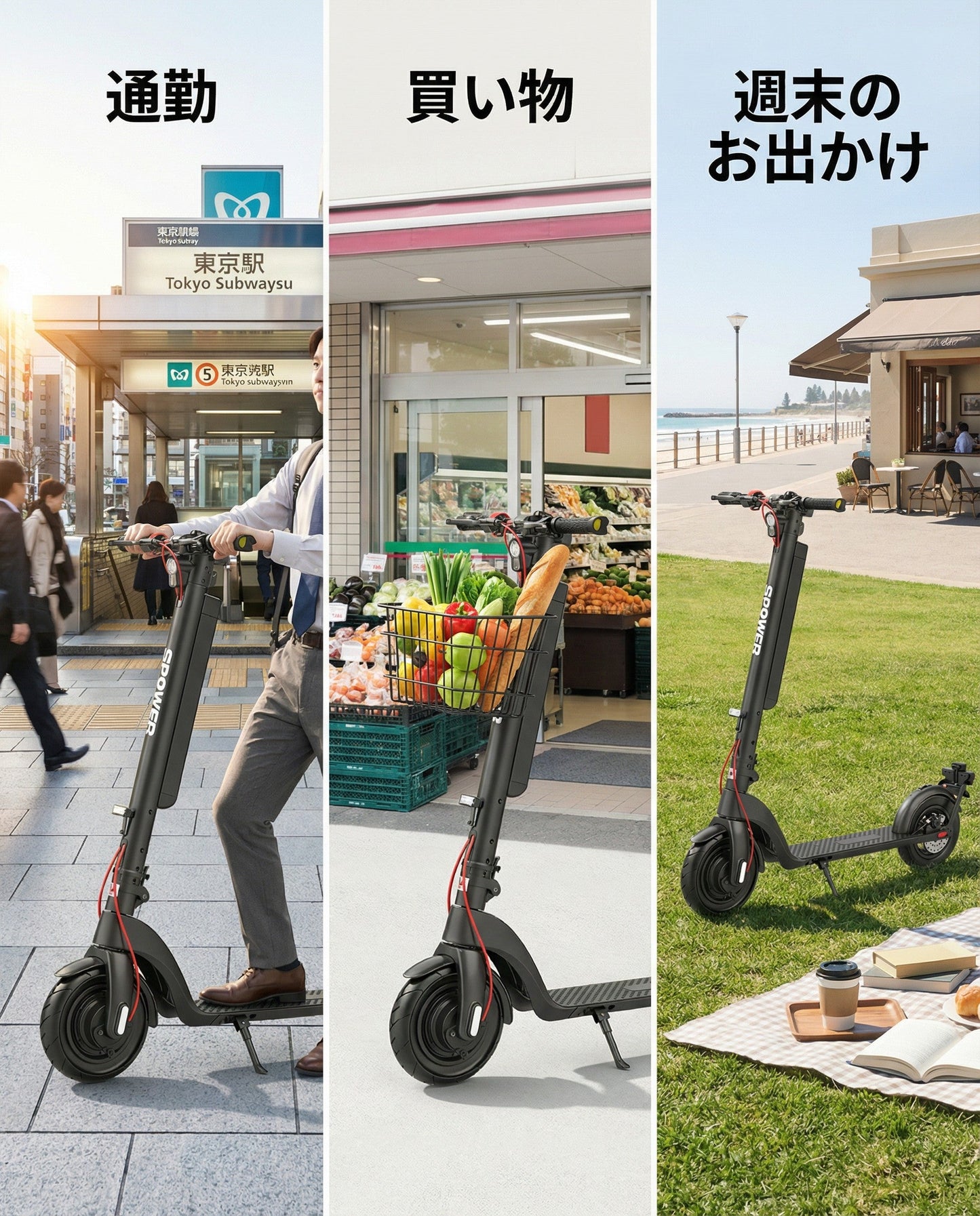 SPOWER TOSX8 電動キックボード 免許不要 / 公道走行 / 通勤向け 特定小型原動機付
