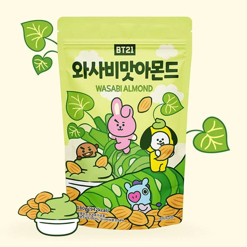 BT21 わさび味アーモンド 180g 韓国定番お菓子 ピリ辛おつまみ スナック