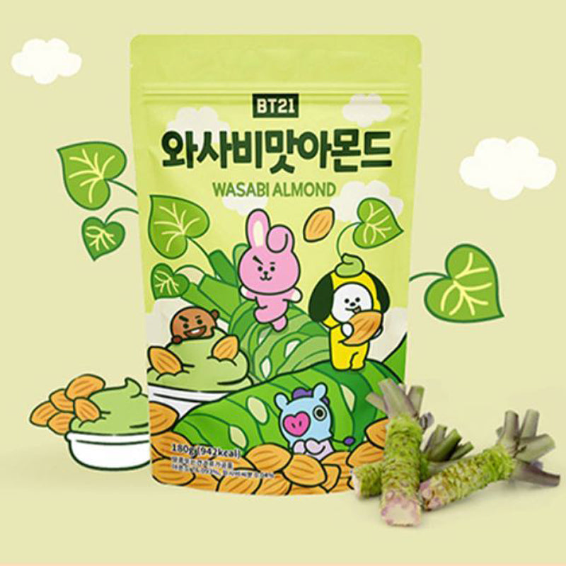 BT21 わさび味アーモンド 180g 韓国定番お菓子 ピリ辛おつまみ スナック