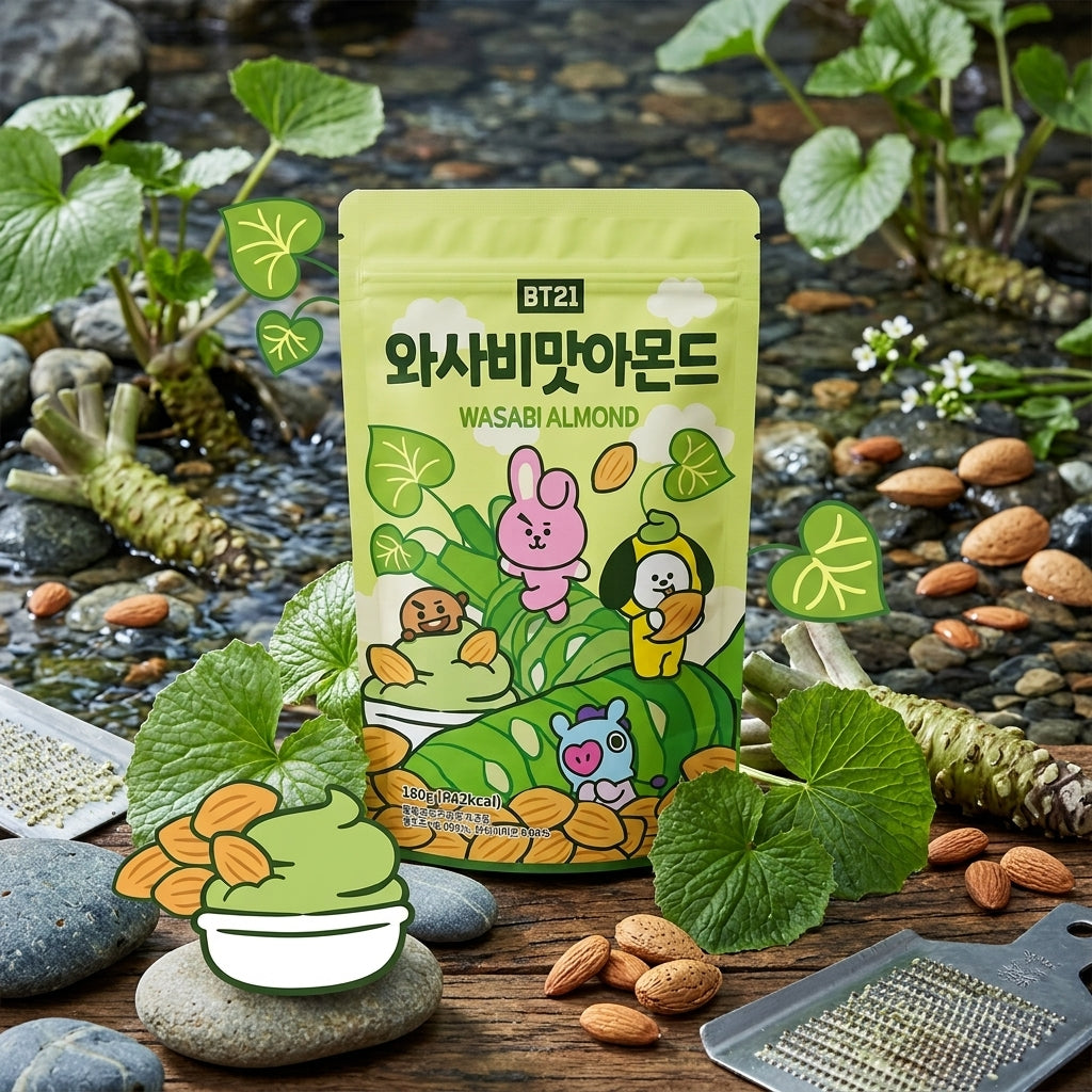 BT21 わさび味アーモンド 180g 韓国定番お菓子 ピリ辛おつまみ スナック