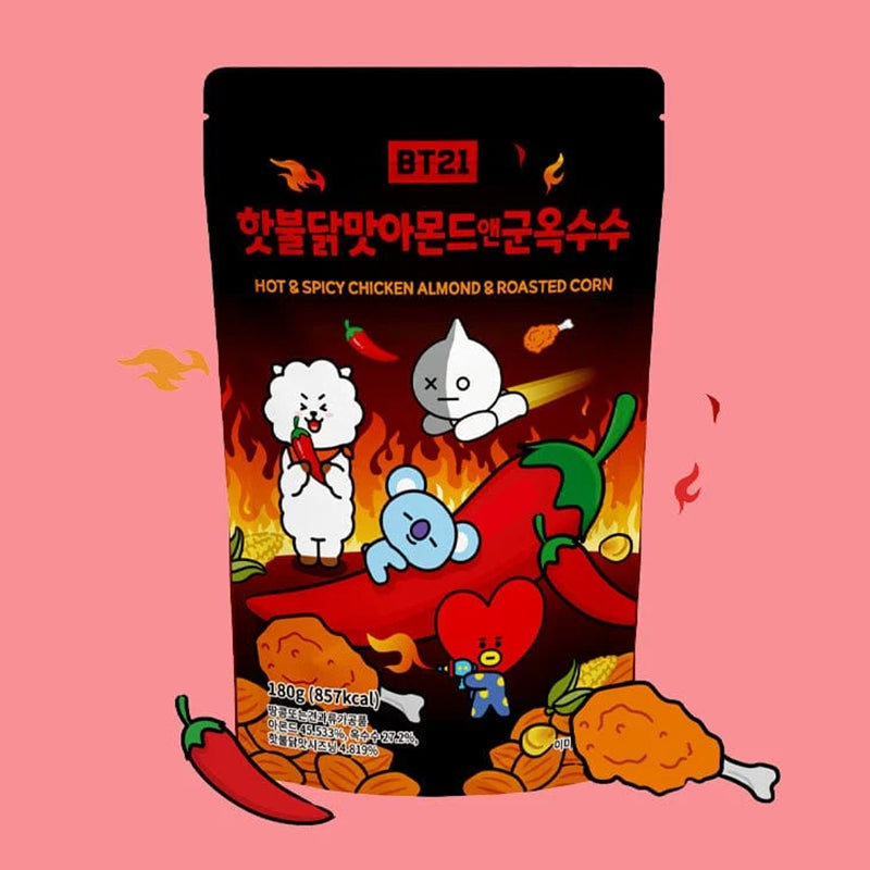 BT21 ホットブルダック味 アーモンド 180g 韓国大人気の激辛お土産スナック