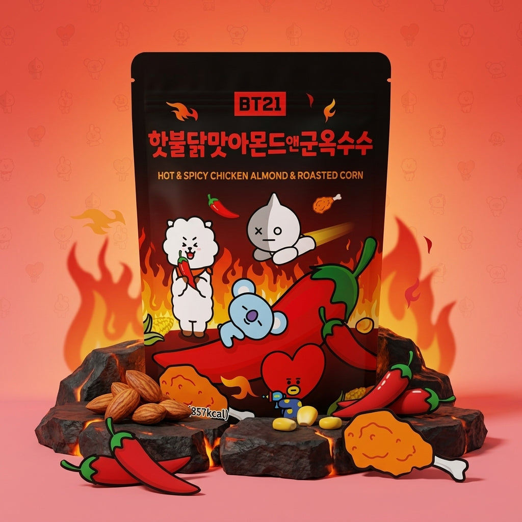 BT21 ホットブルダック味 アーモンド 180g 韓国大人気の激辛お土産スナック