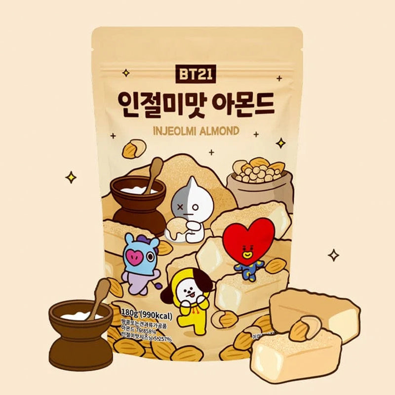BT21 インジョルミ味 アーモンド 180g 韓国大人気のきなこ風味お土産スナック
