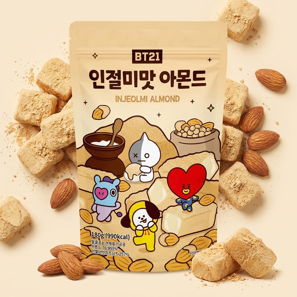 BT21 インジョルミ味 アーモンド 180g 韓国大人気のきなこ風味お土産スナック