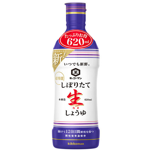 キッコーマン いつでも新鮮 しぼりたて 生しょうゆ 620ml×12本入【日本出荷】