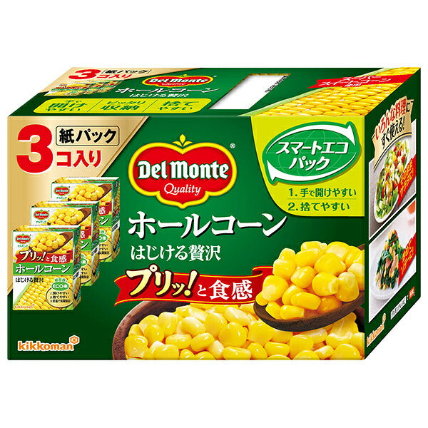 Del Monte Whole Kernel Corn - Bursting with Indulgent Flavor, 570 g (190 g x 3) x 8 Packs [Ships from Japan]
