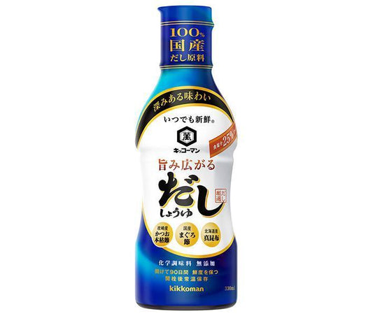 Kikkoman Always Fresh Flavorful Dashi Soy Sauce 330ml PET bottles x 12 bottles [Shipped in Japan]