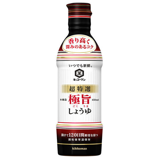 キッコーマン いつでも新鮮 超特選 極旨しょうゆ 450mlペットボトル×12本入【日本出荷】